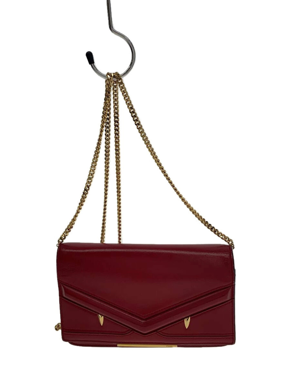 Fendi Bag Bugs Leather Wallet on Chain Red